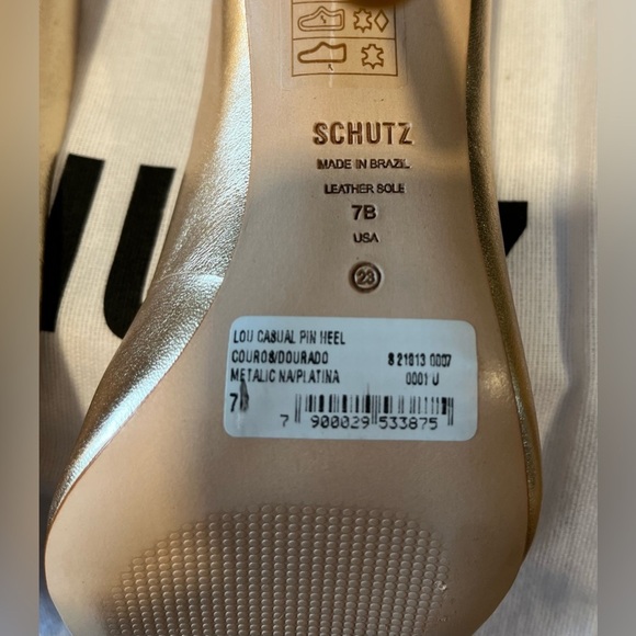 NIB Women’s Schutz Lou Pin Stiletto 4” Heels, Metallic Gold Leather; Size 7B - Picture 3 of 8
